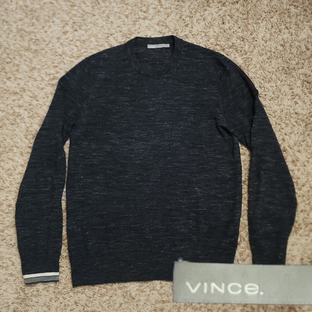 Vince Navy‎ Blue Womens S Long Sleeve Pocket Casual Wool Linen Shirt